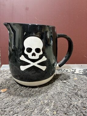 Black Skull and Crossbones Ceramic Pitcher - Home Dining